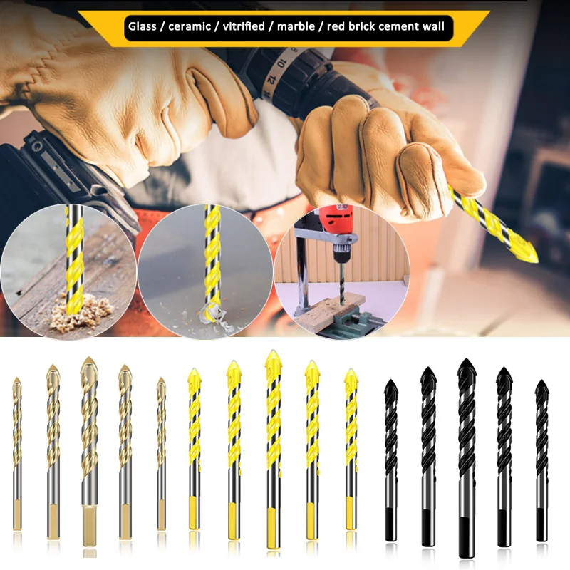 

MultiFunction Drill Bit Set CarbideTriangular Drill Bits Hole Openers For Ceramic Drilling Glass Concrete Woodworking 5/7Pcs