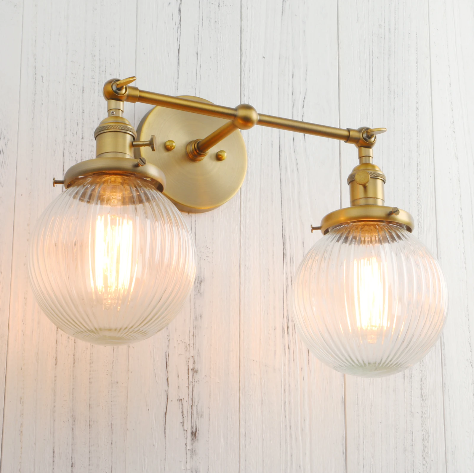 the range wall lights Permo Vintage  with Globe Glass Shade 2 Lights Wall Sconces Double Head Wall Lights with Switch Retro Style Rustic Wall Lamps wall lamps