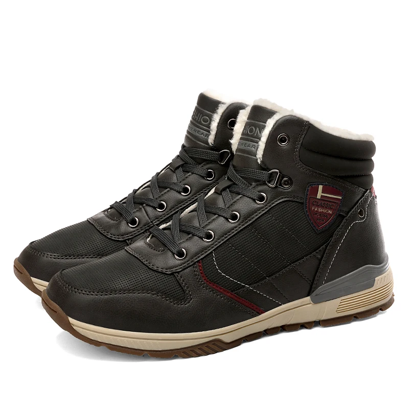 Новые мужские ботинки для мужчин, зимние ботинки, теплые меховые и плюшевые высокие модные мужские Уличная обувь, кроссовки