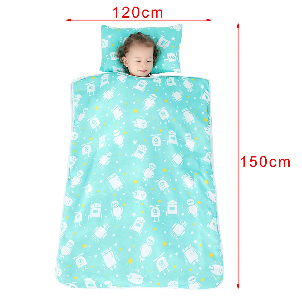 120x150cm No liner Kid Sleeping Bag Nap Mat Toddler Cotton Pad with Liner for Preschool Daycare Kindergarten Travel Removable Pillow Sleeping Bag - Цвет: 120x150cm No liner