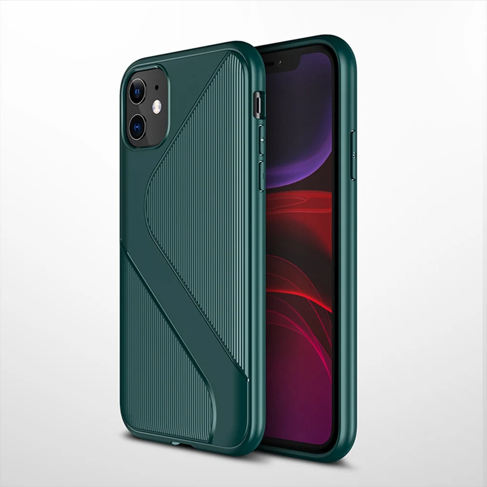 Green Heyytle чехол из углеродного волокна для iPhone 11 Pro MAX X XS XR, Ультратонкий силиконовый чехол для iPhone 7, 8, 6, 6s Plus, чехол в полоску - Цвет: Green
