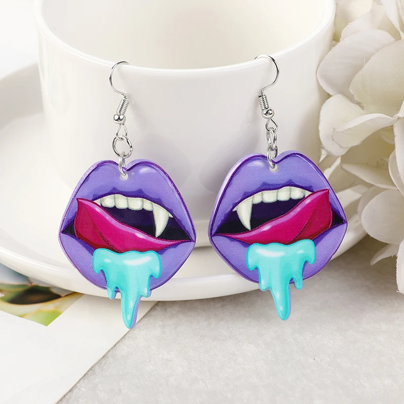 Fashion Pastel Gothic Lips Cute Tongue Earrings Girls Birthday Gift Jewelry 1 Pair