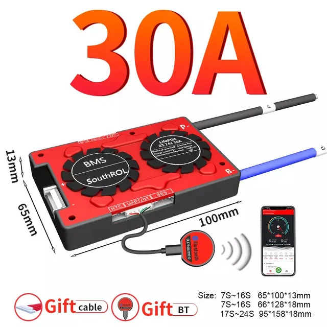 Smart BMS 4S LiFePo4 12V 24V 36V 48V 30A~500A Li-Ion LTO 3S 7S 8S 10S 12S 13S 16S 24S bms balance board bluetooth APP for solar 30A