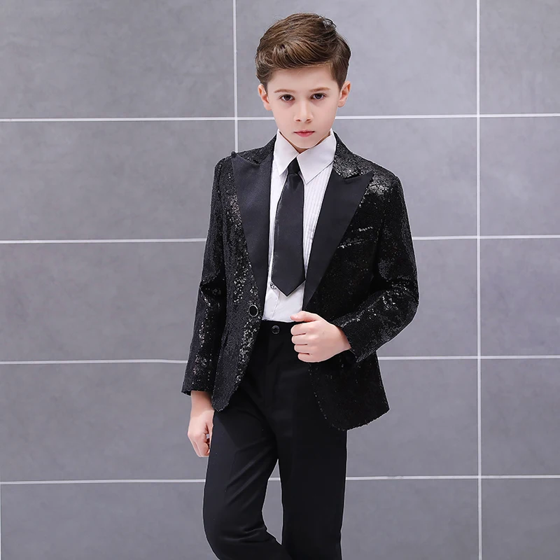 

Handsome One Button Sequin Kid Complete Designer Boy Wedding Suit Boys' Attire Custom-made (Jacket+Pants+Tie) 03