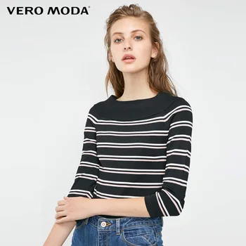 

Women's Slim Fit Striped Boat Neck 3/4 Sleeves Knit | 319124509