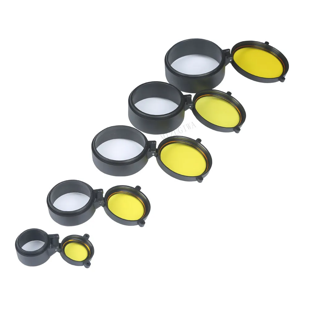 Transparent Rifle Scope Cover Protection 30mm-69mm Lens Cover Flip Up Quick Spring Cap Yellow Objective Lense Lid Hunting rifle scope lens cover rifle scope protector