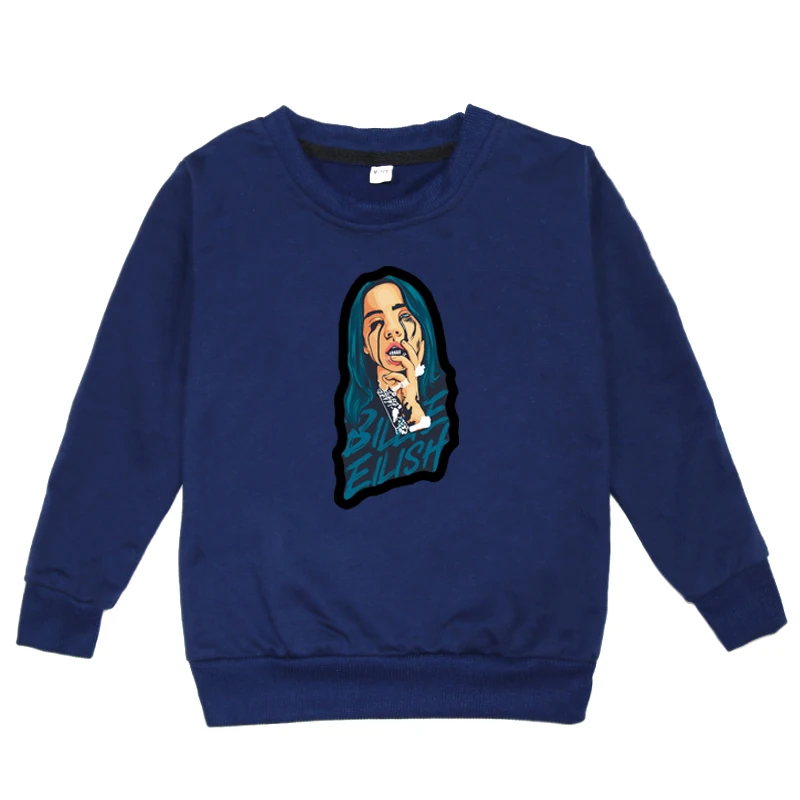 Billie Eilish/толстовки с принтом для маленьких мальчиков и девочек одежда на весну и осень детские толстовки худи с длинными рукавами, Детская футболка для детей возрастом от 2 до 14 лет - Цвет: kids hoodies 2