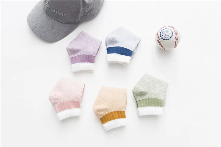 Girls Solid Cotton Marled Ankle Socks White Cuff Women Candy Colors Crew Socks Warm Winter Socks Ladies Short Socks 5 pairs/lot