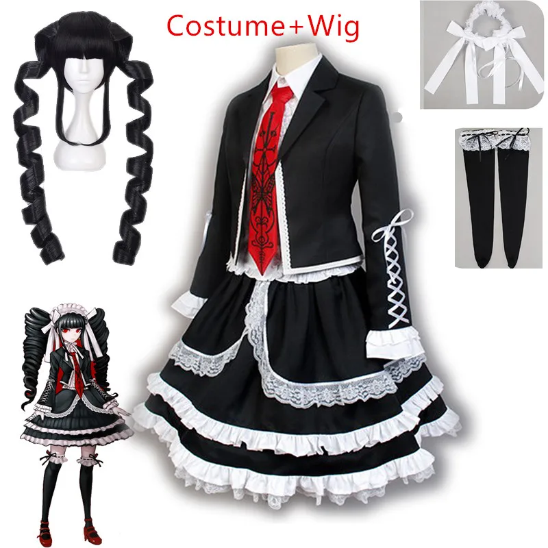 

DanganRonpa yasuhiro taeko Cosplay Costume Woman Dress Celestia Ludenberg Gambling Girl Lolita School Clothing Zentai Uniform