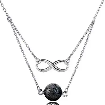 

10pcs Quartz Pendant Multi Layer Necklaces Choker Necklace Lava Bead Handmade Women Jewelry Double Chain Necklace