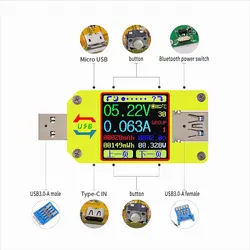 UM34C UM34 для приложения USB 3,0 тип-c Вольтметр постоянного тока Амперметр измеритель напряжения тока батарея Зарядка измерительный кабель