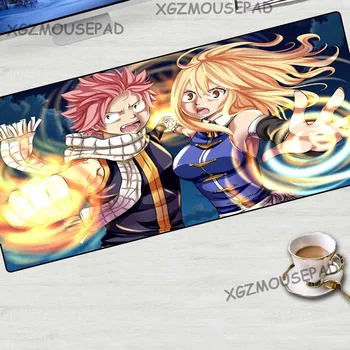 

XGZ Anime Large Red Gaming Mouse Pad Lock Egde Fire Dragon Fairy Tail Computer Desk Mat Fabric Non-slip Rubber Stripe 90x40