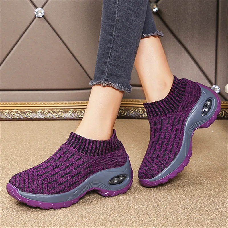 

Large Size Air Cushion Shoes Women's 2019 Autumn And Winter New Style Thick Bottomed Extra High Athletic Shoes Breathable Soft B