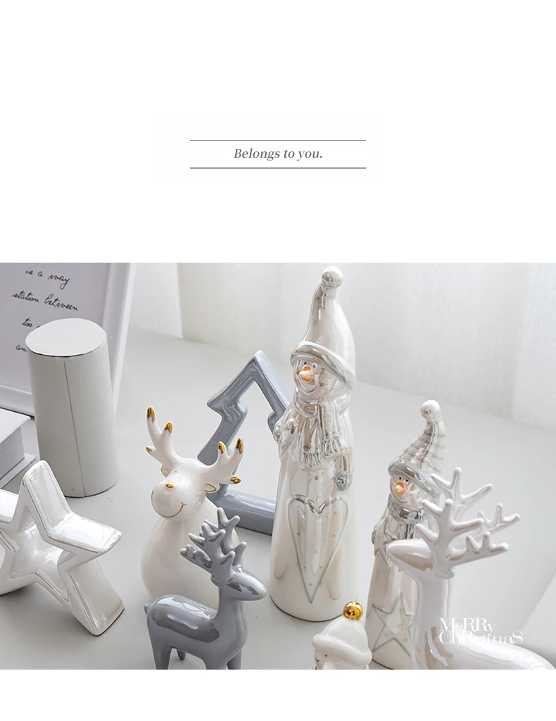 Нордический креативный Рождественский Керамический снеговик, фигурки для украшения дома, милые Мультяшные фигурки, вечерние украшения для гостиной
