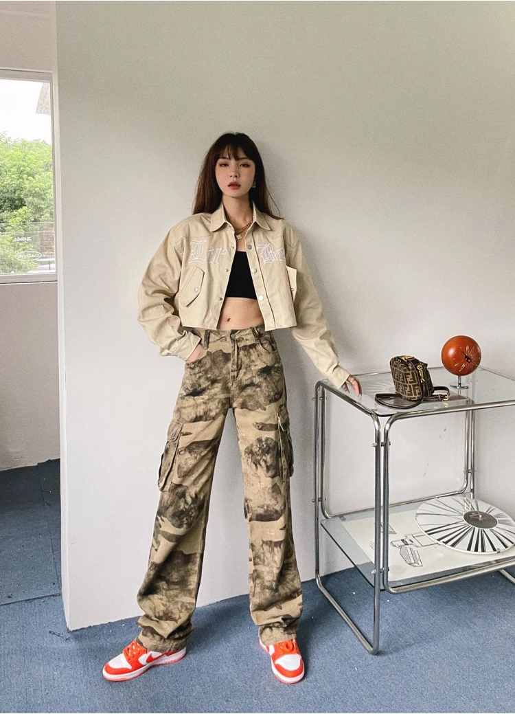 high waisted camo jeans