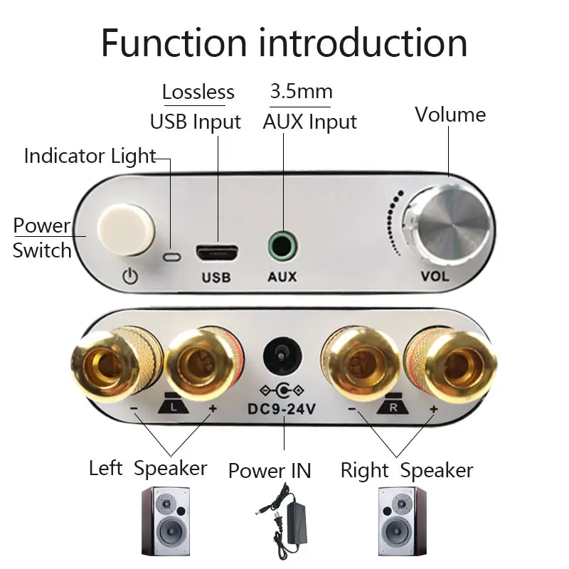 2*100W Bluetooth 5.0 TPA3116D2 Digital Power Audio Amplifier Board TPA3116D2 Stereo HiFi USB Amplificador Home Theater Mini AMP 2