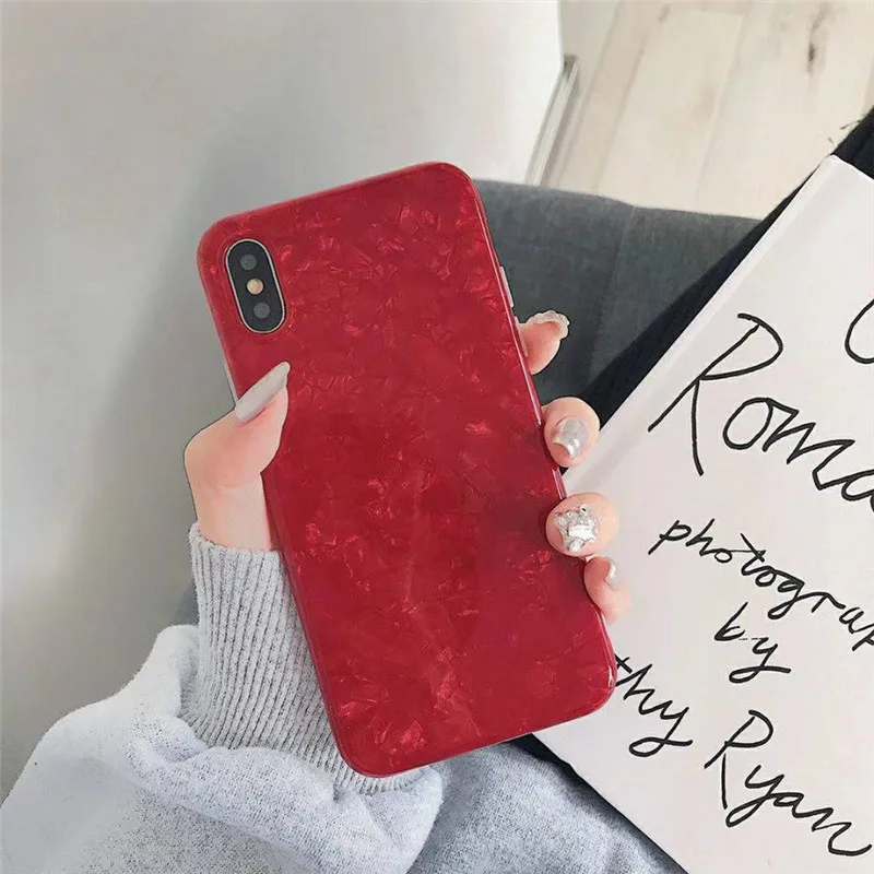Глянцевый мраморный чехол для iphone 6 7 8 Plus X XS Max XR 11 11Pro Max Bling раковины эпоксидный силиконовый Блестящий Мягкий ТПУ чехол Капа