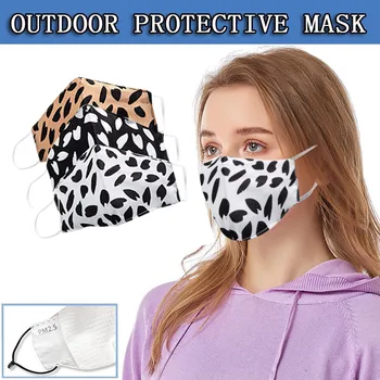 

3PCS Adult Mouth Cover Cartoon Leopard Printing Outdoor Adjustable Safet Protect Washable Three-Dimensional Cover Can put Filter