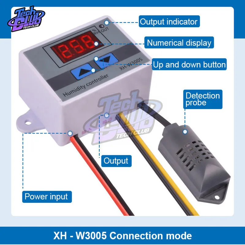 デジタル湿度コントローラー,ph 99%,XH-W3005 v 12v 24v,湿度計,ntc湿度センサー付きサーモスタット,0〜220  AliExpress Mobile