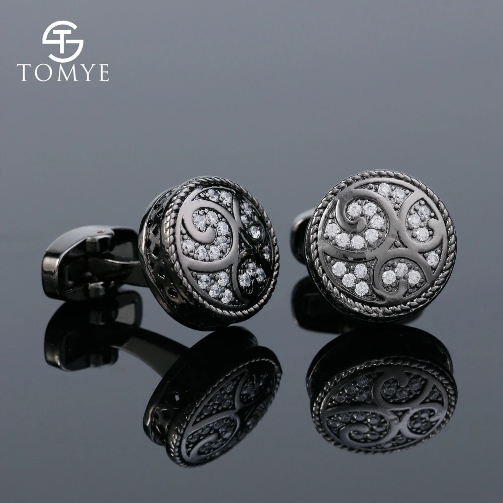 Запонки для мужчин TOMYE XK19S070 роскошные высококачественные круглые циркониевые