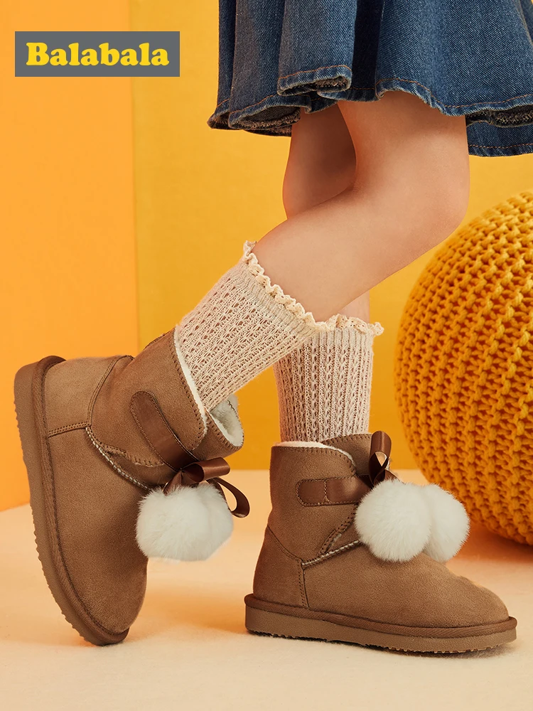 Balabala/сапоги для девочек Зимние сапоги Новинка 2019 года Модные милые теплые из