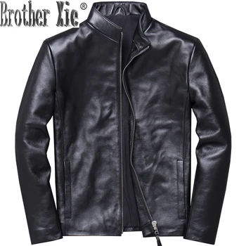 

2020 New Men's Genuine Leather Jacket Cowhide Spring Autumn Real Cow Leather Coat Plus Size Veste Cuir Homme V-1324