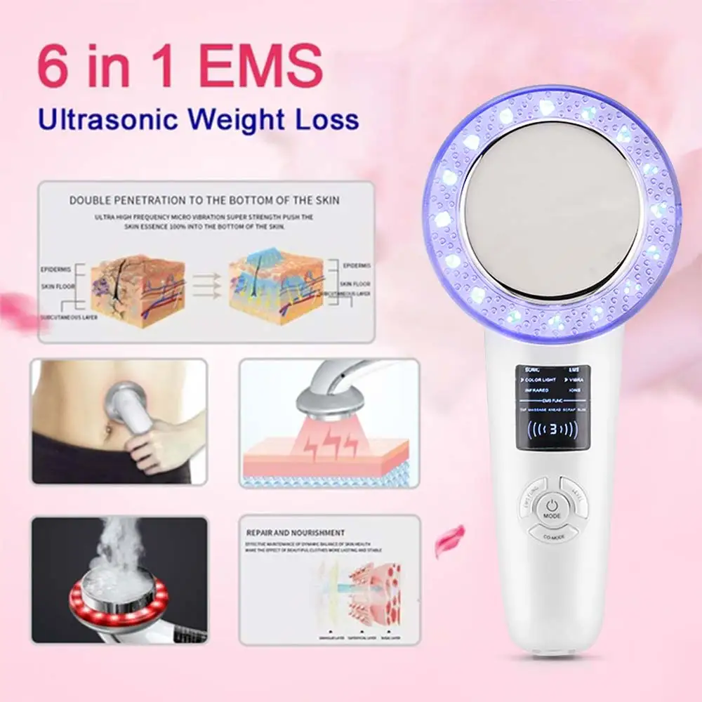 6 in 1 Smart Ultraschall Ionen Schönheit Gerät Gesicht Hautpflege Straffen Heben Massager Maschine LED Photon Gesicht Körper EMS massager 6 in 1 Smart Ultraschall Ionen Schönheit Gerät Gesicht Hautpflege Straffen Heben Massager Maschine LED Photon Gesicht Körper EMS massager