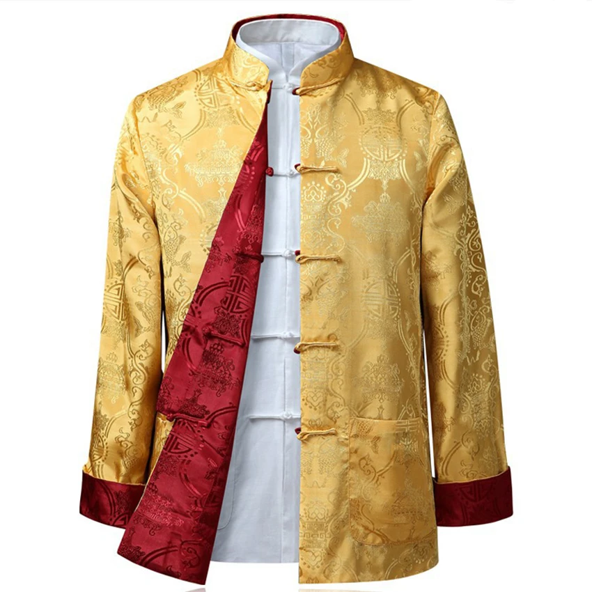 Chinese Men Tang Suit Shirt Style Jacket Collar Traditional Clothing Silk Kungfu Cheongsam Top Hanfu chinese dress lapel shirt martial arts clothing chinese men shirt