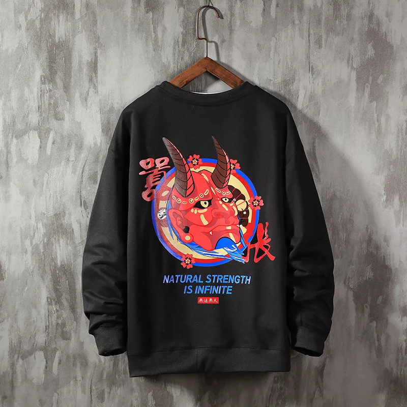 

Fashion Men Cool Men Hip Hop Sweatshirt Japanese Casual Sweatshirts Streetwear Mens Pullover Harajuku Devil Hoodie Male