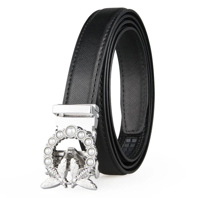 New Fashion Women's Belts Genuine Leather Designer High Quality Belt Women Luxury Straps for Woman White Automatic Buckle Belts WA01601