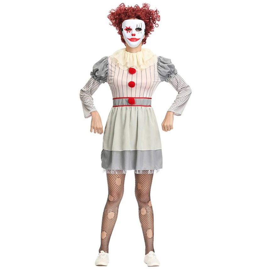 Страшные костюмы на Хэллоуин для женщин взрослых клоунов цирковой карнавальный вечерние представления Забавный маскарад Маскировка одежда