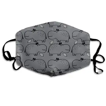 

Face Cloths Anti-Dust Mouth Cover Designer Hippo Pattern Washable And Reusable Cloth Warm Windproof For Women Men Boys Girls