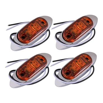 

4pcs 2.5" 2 Diode Amber Side Clearance Surface Fender Marker Indicator Mount Light w/ Silver Cover for Universal Trailer Truck