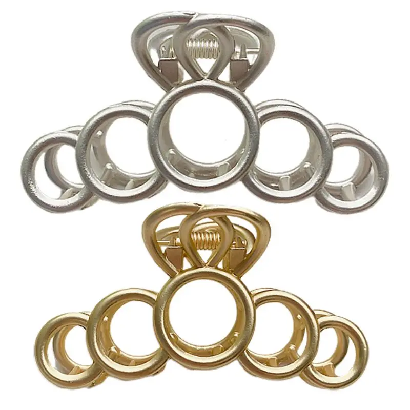 

Frosted Alloy Hair Claw Clip Geometric Hollow Round Circle Ponytail Hairgrip