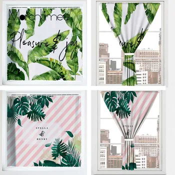 

Modern Green leaf 90% Blackout Window Curtain Tropical plant Blind's Finished Drapes Blackout Curtains For Living Room Bedroom