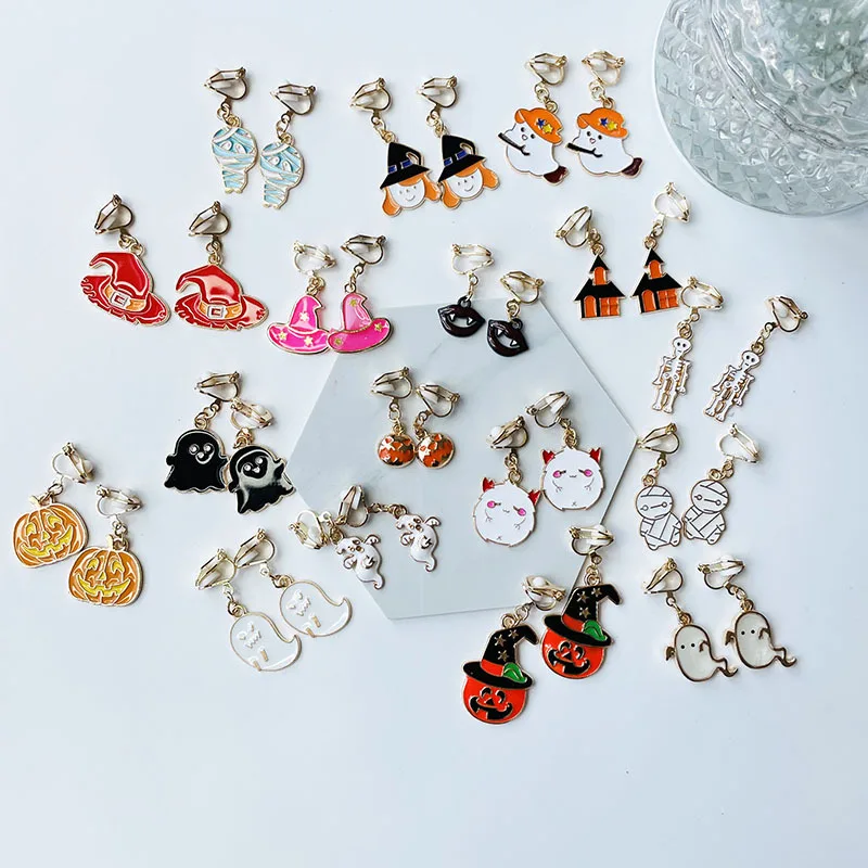 Halloween Clip on Earrings Simple Fashion Adult Child No Pierced Earrings Ear Clip Cartoon Cute Cuff ear clip earrings clip earrings ear clip ear accessories