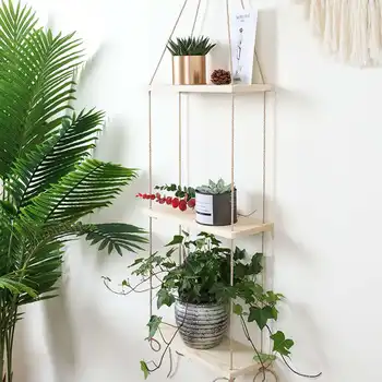 

1/2/3 Layers Bedroom Wall Hanging Ornaments Shelves For Wall Shelf Organizer Pendant Wooden Board Storage Shelf Rack Home Decor