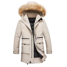 Мужская парка, новая зимняя куртка, утолщенное пальто, Мужская модная теплая верхняя одежда, длинные куртки с капюшоном с меховым воротником, одежда высокого качества