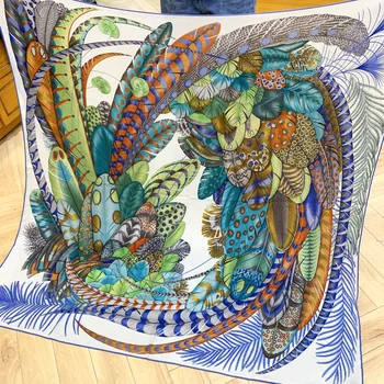 

Colorful Feather New Print Lady High Grade Silk Cashmere Scarf Pashmina Headband Square Scarves Soft Comfortable Warm Shawl SR1