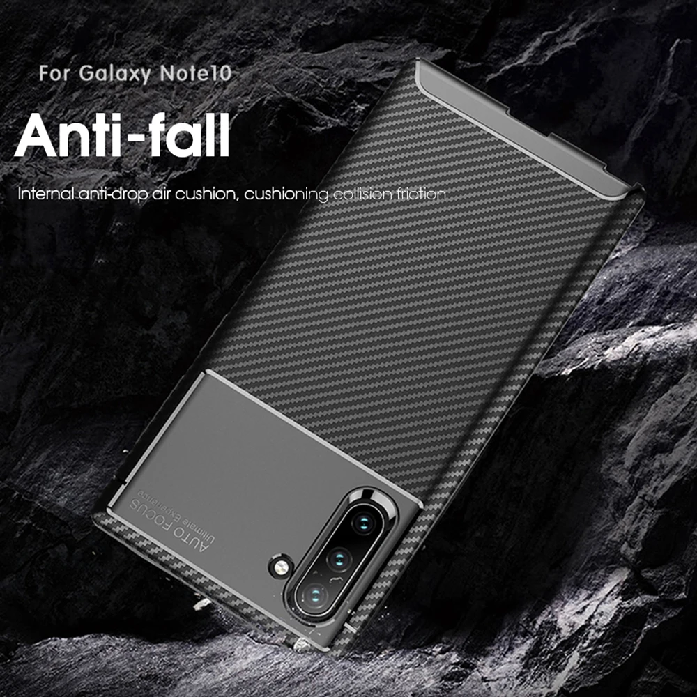 OTAO, мягкий силиконовый чехол для samsung Note 9 10 Pro, однотонный чехол из углеродного волокна для Galaxy S9 S10 Plus S10E, противоударный чехол из ТПУ