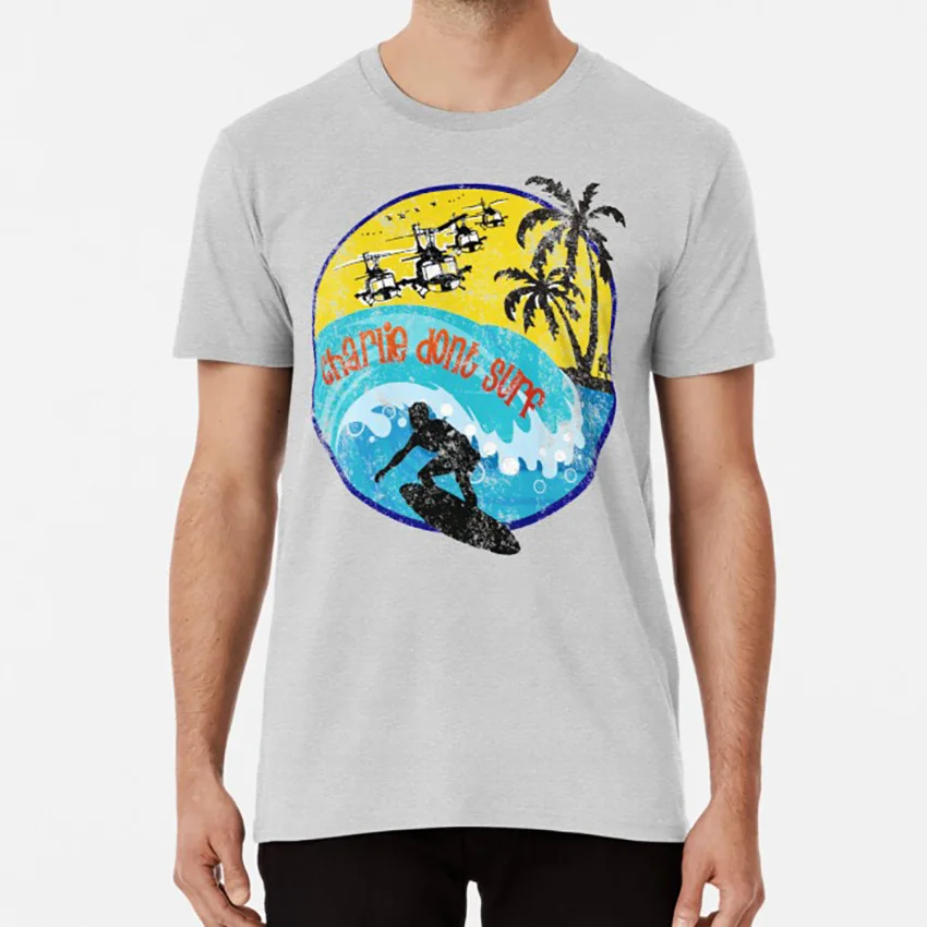 Футболка для серфинга с надписью «CHARLIE Don SURF apocalypse now apocalypse surfing club vietnam» - Цвет: Серый