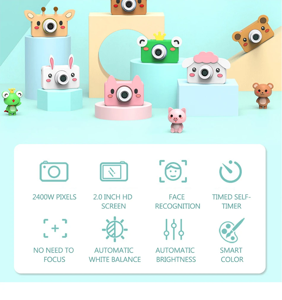 HD мини-камера для детей Мультяшные игрушки для детей обучающие игрушки для детей подарки на Рождество 12 языков Портативная Цифровая
