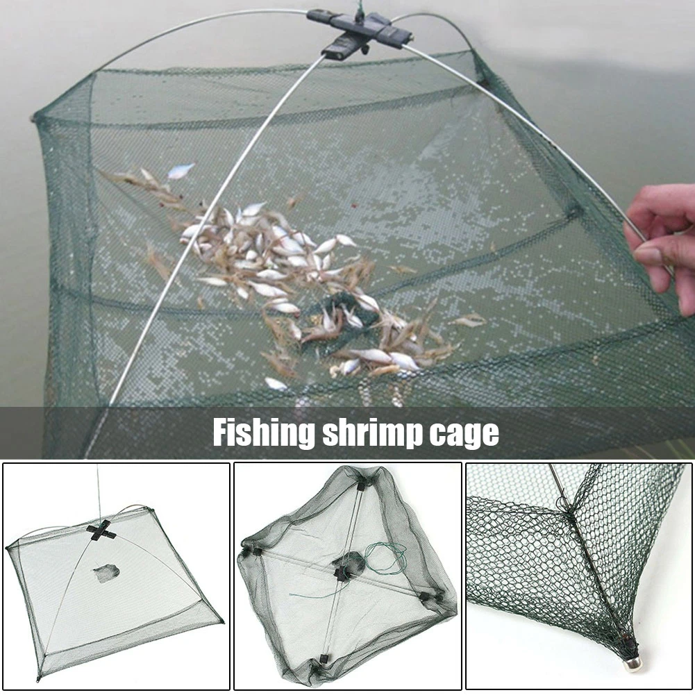 Cage Trap Small Fish Shrimp Crab Minnow  60cm Folded Baits Cast Mesh Fishing Net 