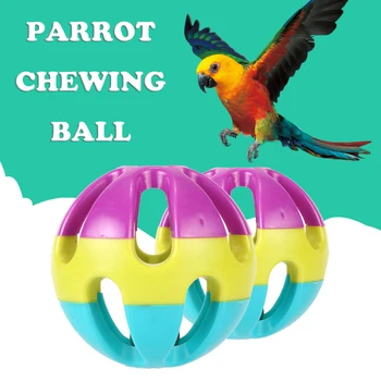 

ABS Parrot Chewing Balls Biting Toy Colorful Hollow Bell Balls Pet Bird Parakeet Cockatiel Chew Cage Interactive Training Toys