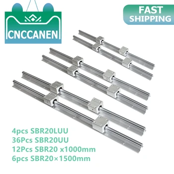

4pcs SBR20LUU 36Pcs SBR20UU Slide Block Bearing+12Pcs SBR20x1000mm 6pcs SBR20×1500mm Fully Supported Linear Rail Shaft