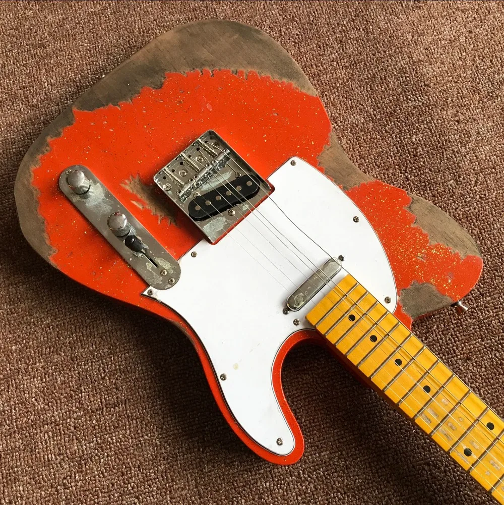 Новая электрогитара, ручная работа 6 струн клен гриф гитара ra. relics gitaar. Реальные фотографии