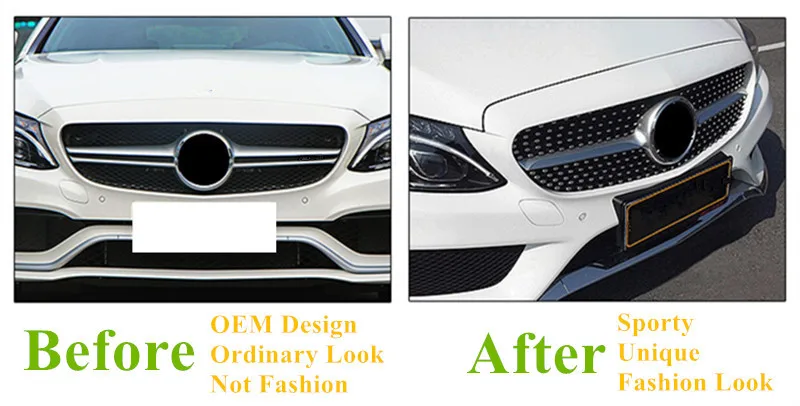 C Class W205 Diamond гриль ABS Материал для Mercedes C180 C200 C250 C350 C400 C450 C220 спортивный передняя решетка