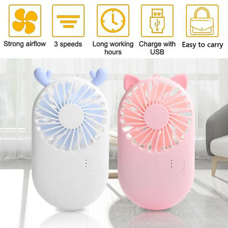 Портативный USB Перезаряжаемый мини вентилятор 3 режима скорость милый охладитель