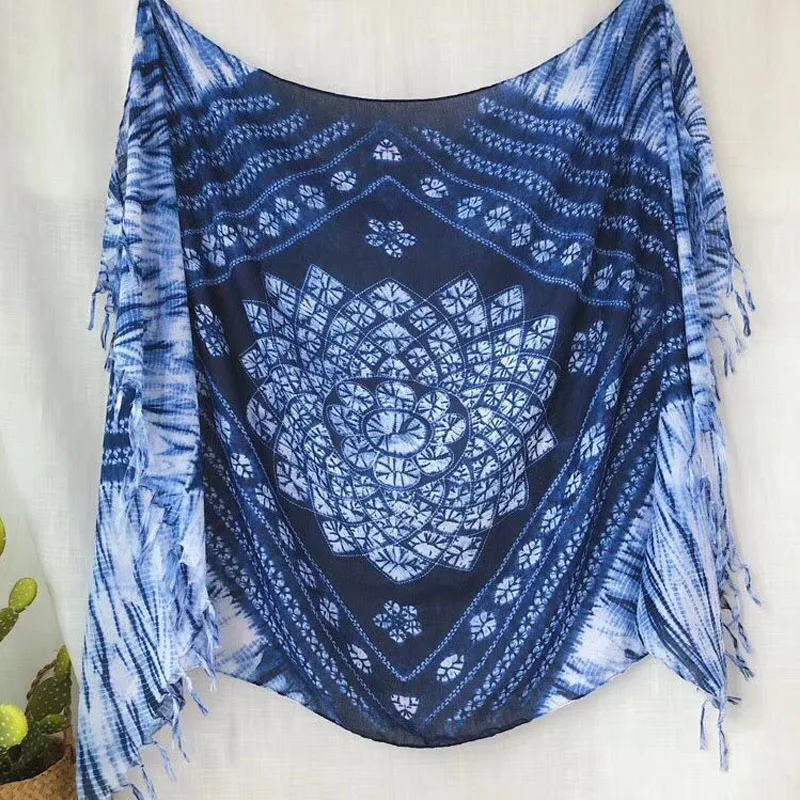 Темно-синий Sjaal winter fashion shawl,cotton thick big size women scarf,plaid printed warm scarf wrap,floral hijab fringe tassel cape femme - Цвет: Темно-синий