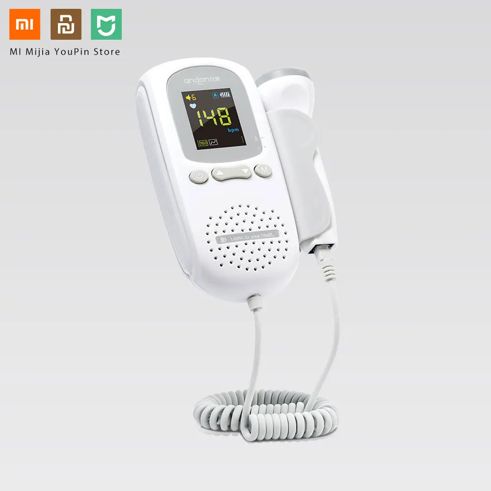 Xiaomi Mijia Andon Portable Home Ultrasonic Heart Rate Fetal Detector Radiationless Monitor Tester Tool Baby Heart Rate for Home